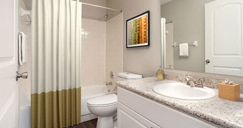 Spacious bathroom inside your apartment home at The Reserves of Melbourne in Melbourne, FL